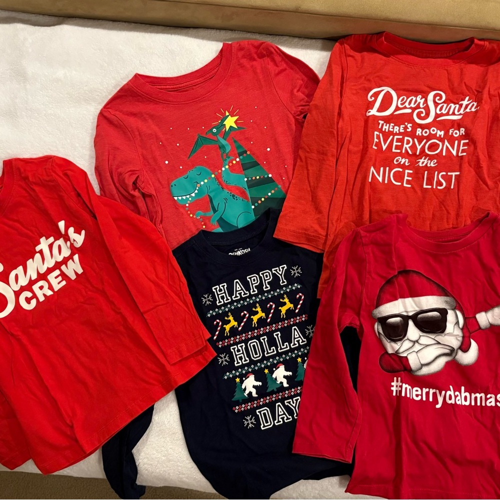 Lot of 5 Size 4T Christmas shirts! My boys are the same size…why I have so many.